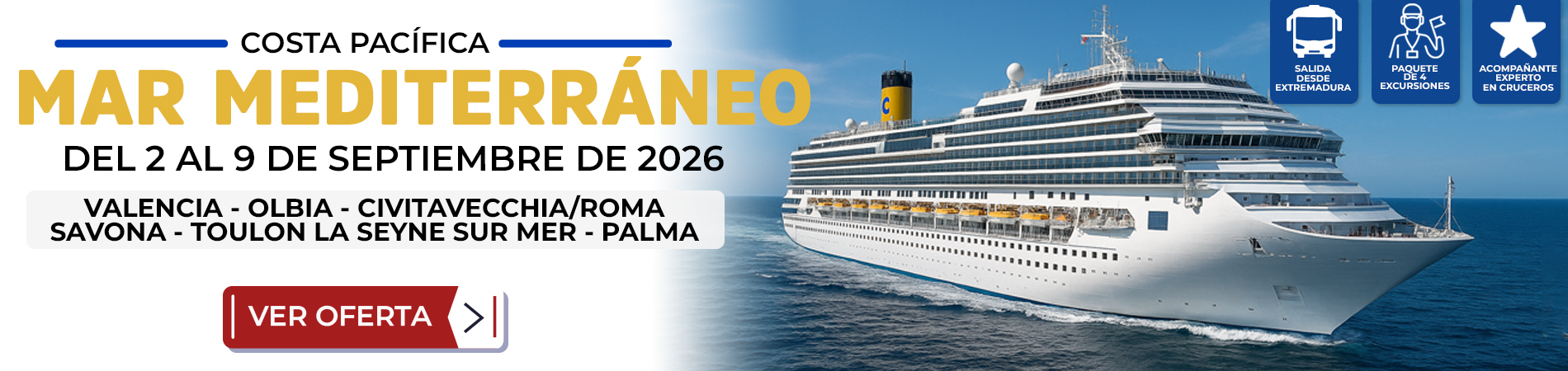 Banner Crucero Mar Mediterraneo Del 2 Al 9 De Septiembre De 2026 Costas Y Paisajes Nuevo